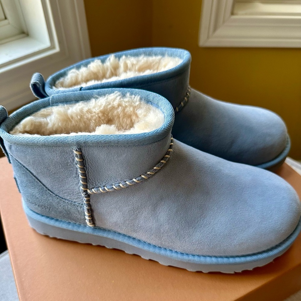 UGG x Madhappy Classic Ultra Mini Blue Boots NWT Size 7
